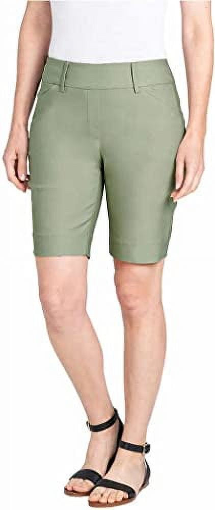 Hilary Radley Womens Midweight Bermuda Pull-On Short (Small, Sage)