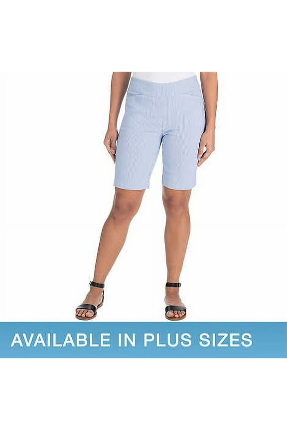 Ladies' Stretch Bermuda Shorts Size: L, Color: Light Blue Combo