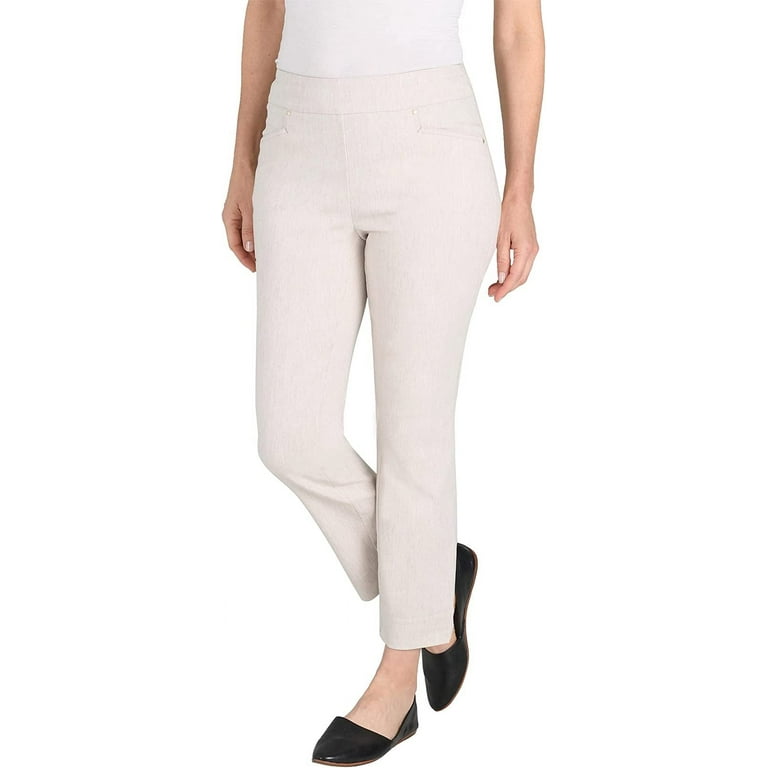 Hilary Radley Womens Pull On Ankle Pant (Heather Beige, X-Large) 
