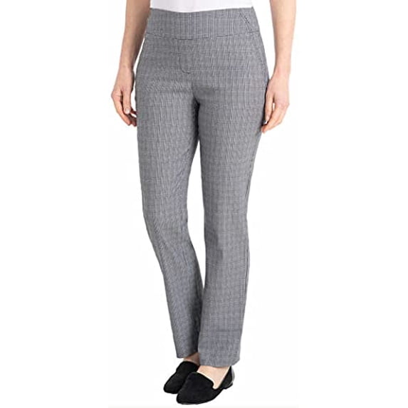 Hilary Radley Womens Pull On Pant (Black/Off-White/Gray Combo, XX-Large)