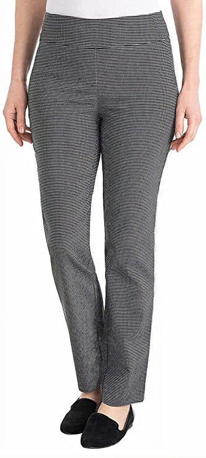 Hilary Radley Womens Pull On Pant (Black/Off-White Combo, X-Large)