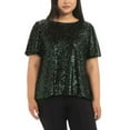 thumbnail image 1 of Hilary Radley Womens Short Sleeve Sequin Top Size: L, Color: Forest Green, 1 of 1