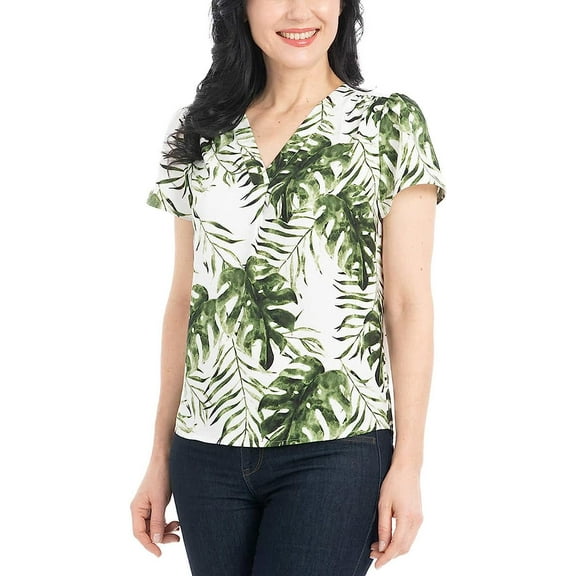 Hilary Radley Womens V-Neck Blouse