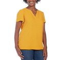 thumbnail image 1 of Hilary Radley Womens V-Neck Printed Blouse Size: L, Color: Mustard, 1 of 3