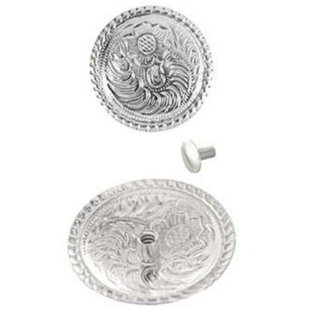 Hilason 1" Silver Plated Floral Round Western Concho with Screw Back
