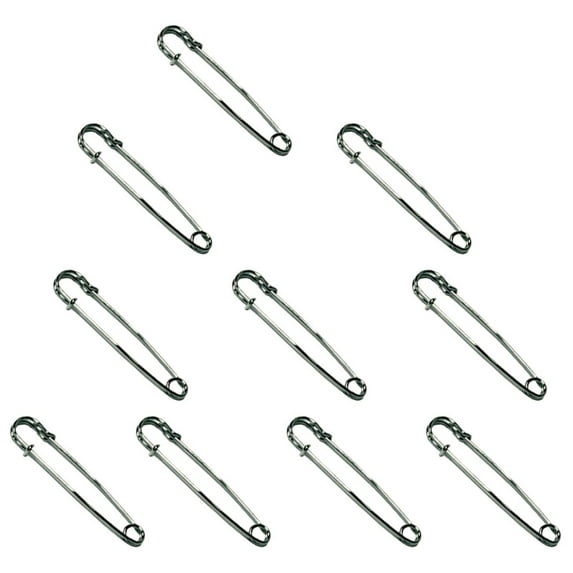 Hilason 3 Inch Blanket Safety Pin Nickel Plated Set Of 10
