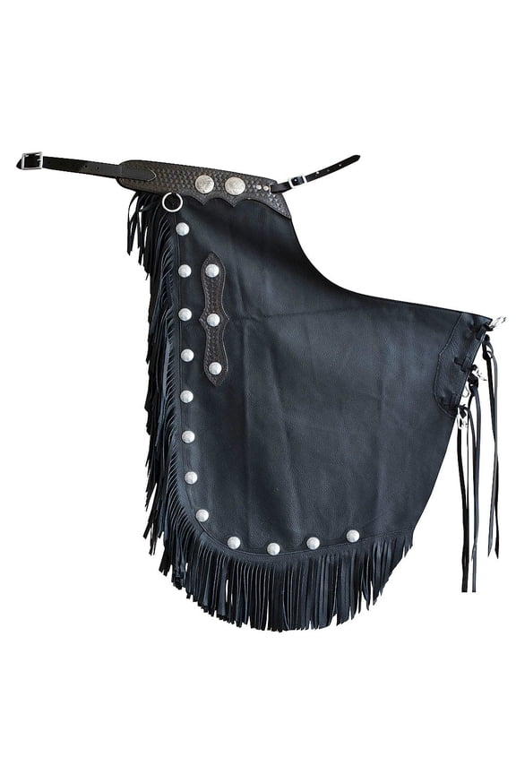 Western Adult Pro Rodeo Bronc Bull-Riding Genuine Leather Chinks Chaps