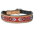 thumbnail image 1 of Hilason Beaded Hand Tooled Strong Genuine Leather Dog Collar Black/Tan Medium, 1 of 5
