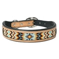 thumbnail image 1 of Hilason Beaded Hand Tooled Strong Genuine Leather Dog Collar Black/Tan Small, 1 of 5