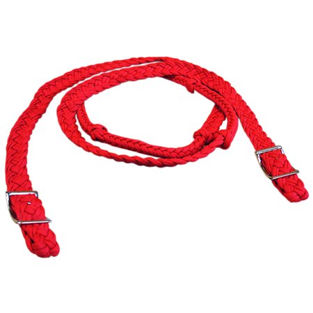 Hilason Braided Poly Barrel Horse Racing Reins Flat Easy Grip Knots 1" X 8Ft