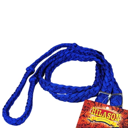 Hilason Braided Poly Barrel Horse Racing Reins Flat Easy Grip Knots 1" X 8Ft