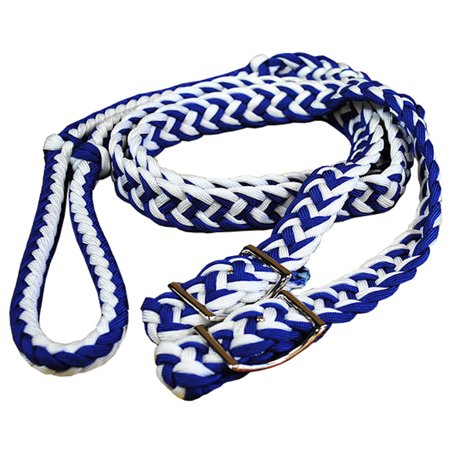 Hilason Braided Poly Barrel Horse Racing Reins Flat W/ Easy Grip Knots 1" X 8Ft