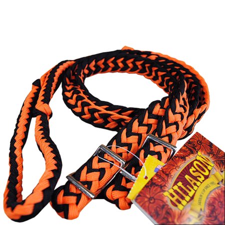 Hilason Braided Poly Barrel Horse Racing Reins Flat W/ Easy Grip Knots 1" X 8Ft