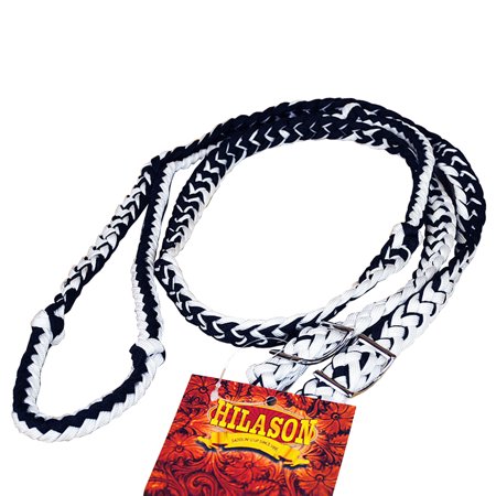 Hilason Braided Poly Barrel Horse Racing Reins Flat W/ Easy Grip Knots 1" X 8Ft