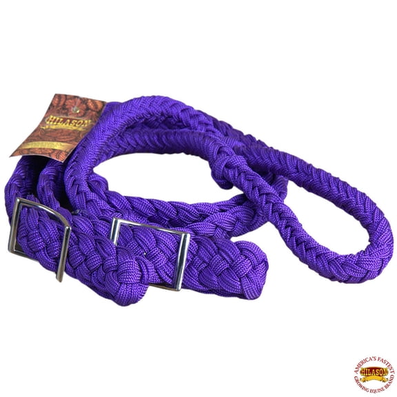 Hilason Braided Poly Barrel Racing Contest Reins Flat 1" X 8Ft Purple