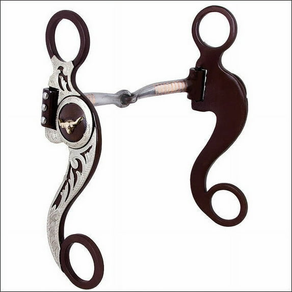 Hilason Brown Steel Horse Show Bit 5" Sweet Iron Snaffle Mouth W/ Copper Inlay