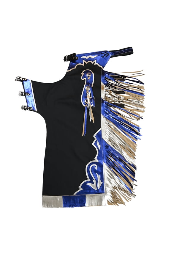 Bull Riding Pro Rodeo Chaps Black Smooth Leather Bronc Show Adult