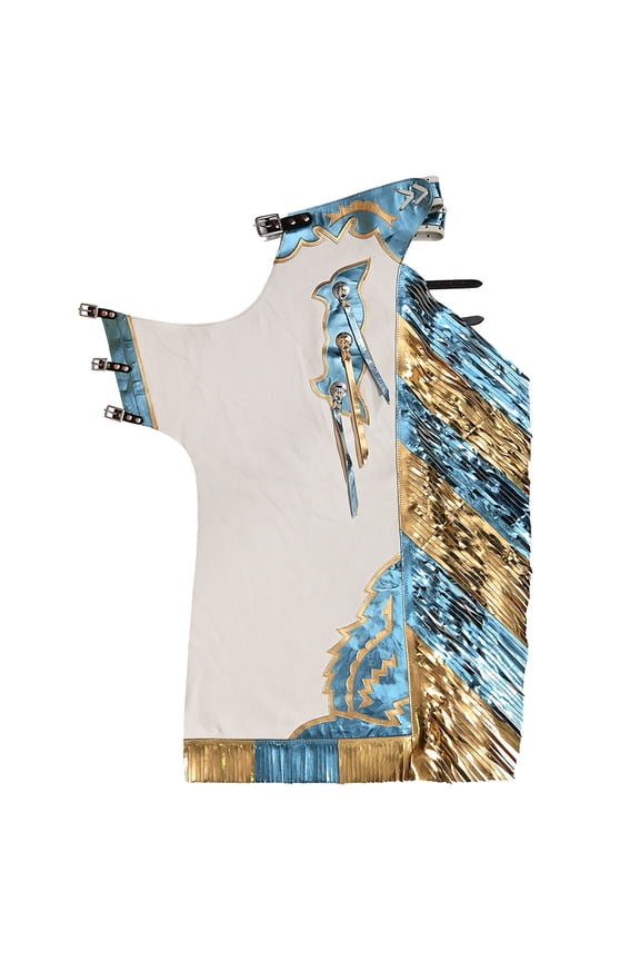 Bull Riding Pro Rodeo Chaps White Smooth Leather Bronc Show Adult