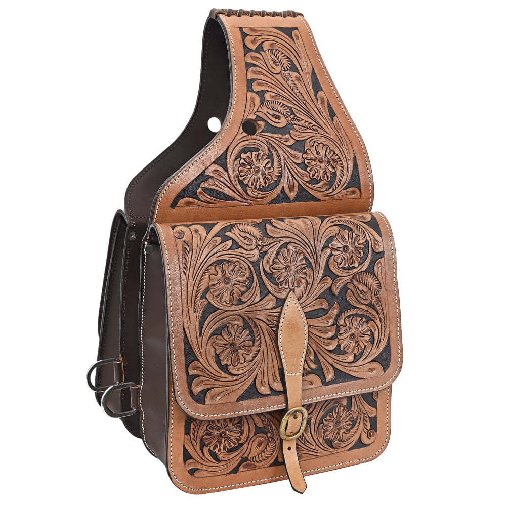 AI Hilason Western Horse Genuine Leather Strap Cinch Connector W/ Snap Dark