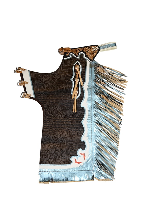 Handmade Genuine Leather Chaps Adult Handtooled Rodeo Bull Riding