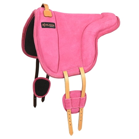 Hilason Horse Bareback Saddle Pad Anti Slip Base Suede Leather Pink