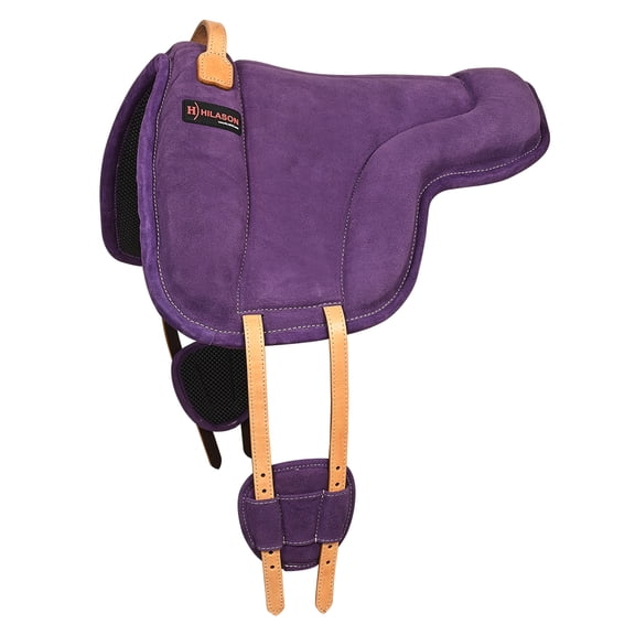 Hilason Horse Bareback Saddle Pad Anti Slip Base Suede Leather Purple