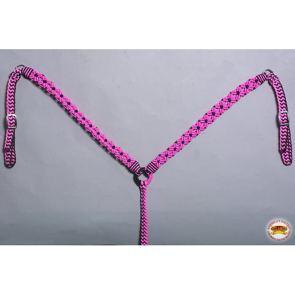 Hilason Horse Breast Collar Braided Paracord Pink / Black