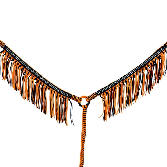 Hilason Horse Flat Braided Paracord Crystal Fringes Breast Collar