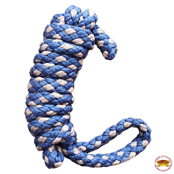 Hilason Horse Riding Poly Lead Rope Blue Tan 1/4" X 8 Ft.