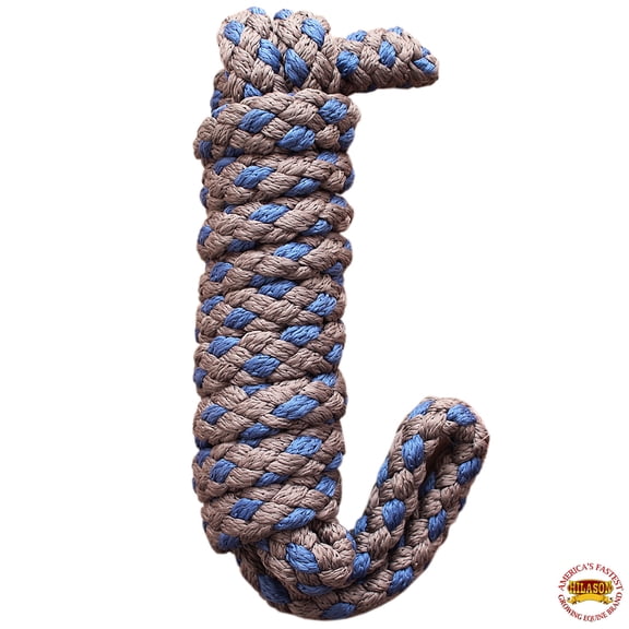 Hilason Horse Riding Poly Lead Rope Brown Navy Blue 1/4" X 8 Ft.