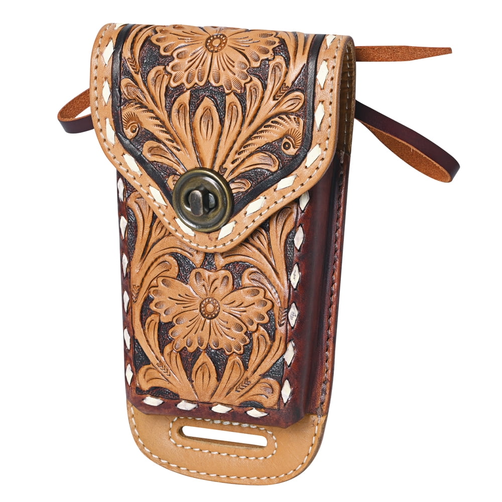 PHONE POUCH HELOISE 19 IN DONKEY BROWN SUPPLE CALFSKIN main image 1