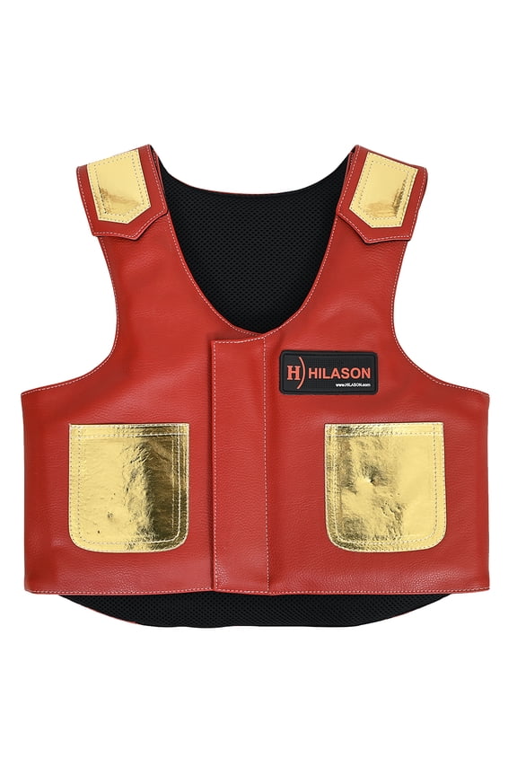 Kids Junior Youth Bull Riding Pro Rodeo Leather Protective Vest