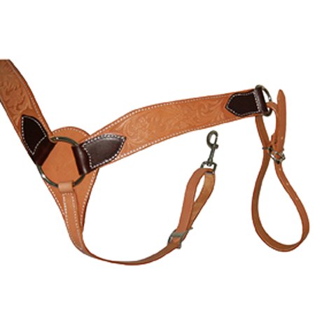 Hilason Leather Floral Embossed Horse Breast Collar Latigo Back Chain