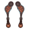 thumbnail image 1 of Hilason Leather Spur Strap Western Floral Dark Brown Hand Paint, 1 of 4
