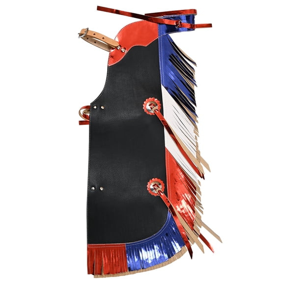 Hilason Pro Rodeo Bull Riding Chaps Us Flag Western Leather Kids