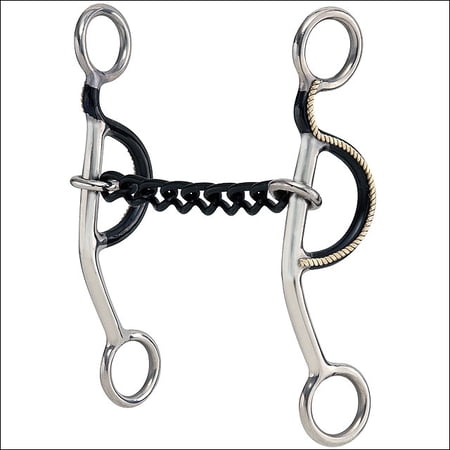 Hilason Stainless Steel Horse Bit W/German Silver Rope Edge Cheek Chain Mouth