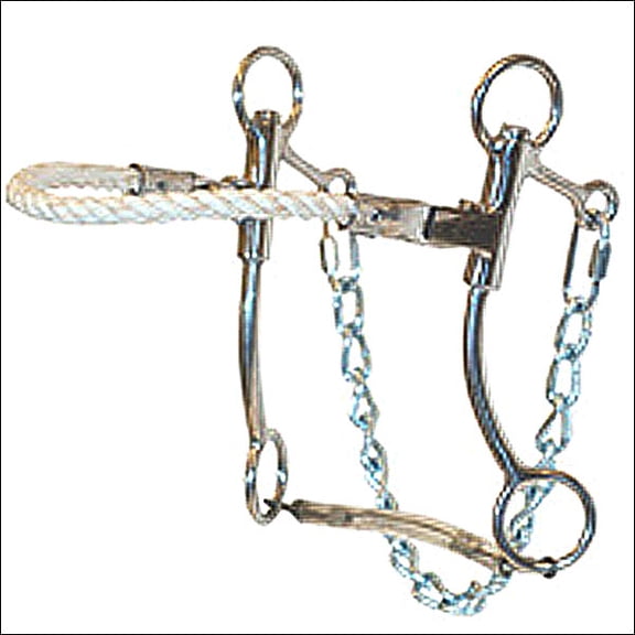 Hilason Stainless Steel Rope Noseband Hackamore Horse Bit Quick Link Chain