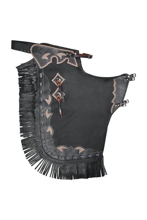 Western Adult Pro Rodeo Bronc Bull-Riding Genuine Leather Chinks Chaps