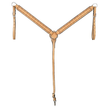 Hilason Western Horse Breast Collar Handtooled American Leather Tan
