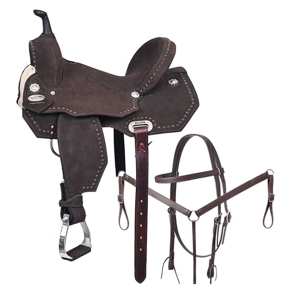 Hilason Western Horse Flex Tree Barrel Trail In Suede Leather Saddle & Biothane Leather Tack Set