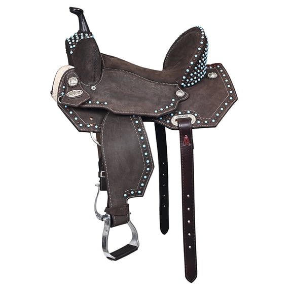 Hilason Western Horse Flex Tree Barrel Trail In Suede Leather Saddle Brown