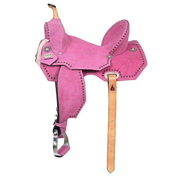 Hilason Western Horse Flex Tree Barrel Trail In Suede Leather Saddle Pink