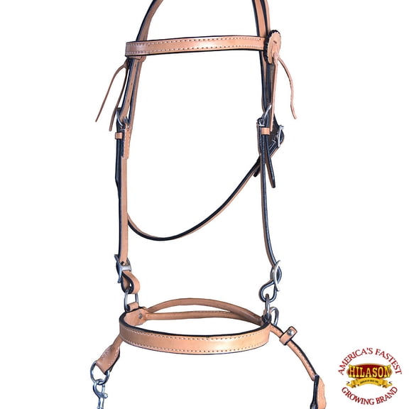 Hilason Western Horse Headstall Bridle American Leather Bitless Reins