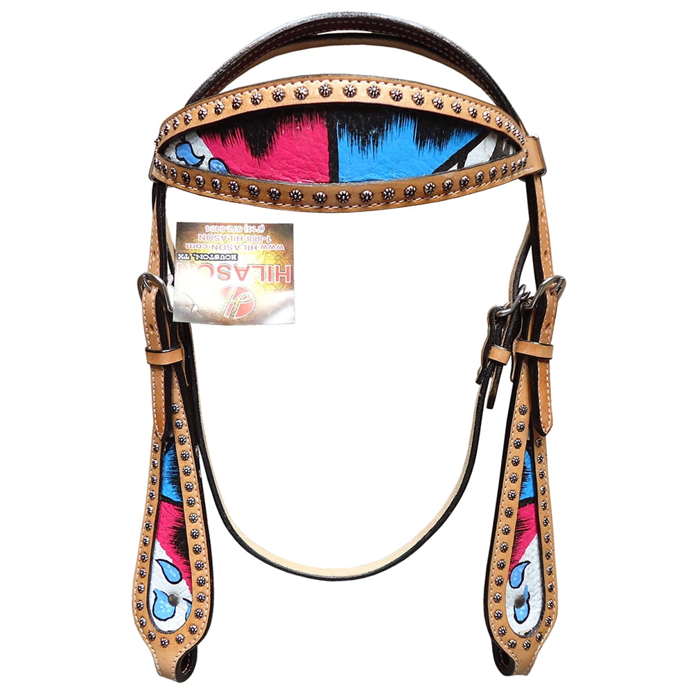 Têtière HILASON Western Cuir Noir Brut - Taille Standard - Neuve
