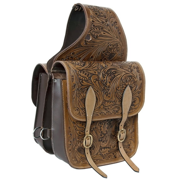 Hilason Western Horse Leather Saddle Bag Heavy duty Traditional Trail Ride