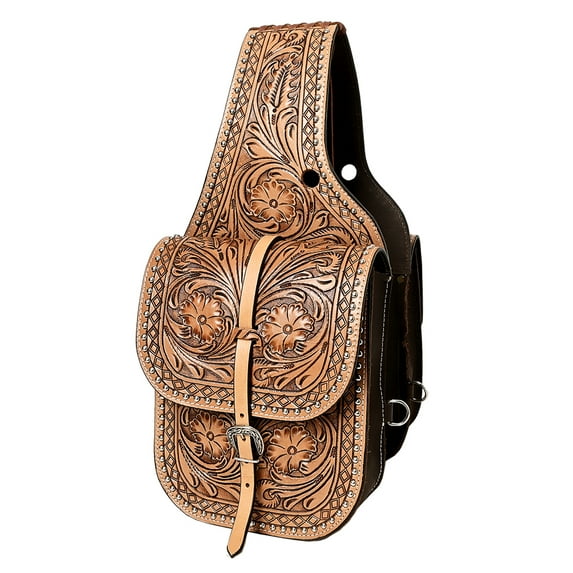Hilason Western Horse Leather Saddle Bag Heavyduty Traditional Trail Ride