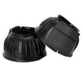 thumbnail image 1 of Hilason Western Horse PVC Ribbed Double Hook & Loop Leg Bell Boots Black, 1 of 8