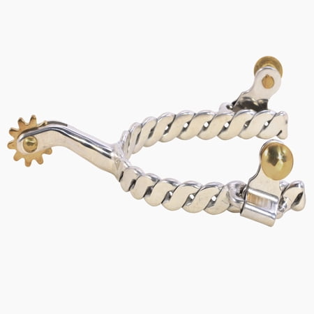 Hilason Western Horse Riding Twist Gorgeous Design Button Stainless Steel Solid Brass Rowel Spur