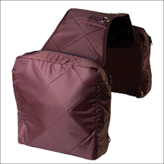 Hilason Western Horse Tack Quilted Saddle Bag Zipper Closure Pockets Brown