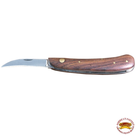 Hilason Western Leather Tool Horse Care Knife W/ Steel Blade Wooden Handle
